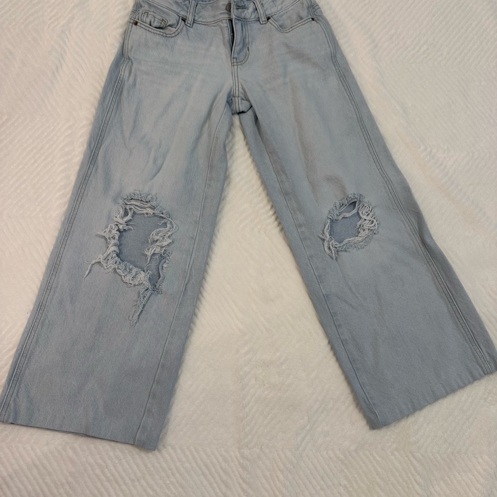 PacSun Light Blue Wide Leg Distressed Jeans